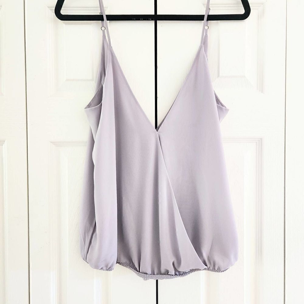 Forever21 Light Grey Surplice Strappy V Neck Top, Large